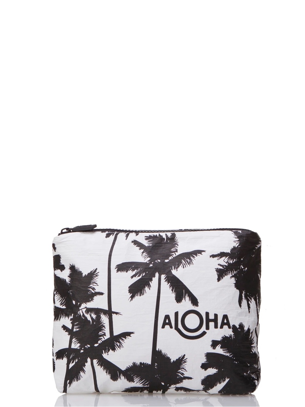 ALOHA Collection Black & White Palm Print Cosmetic Pouch